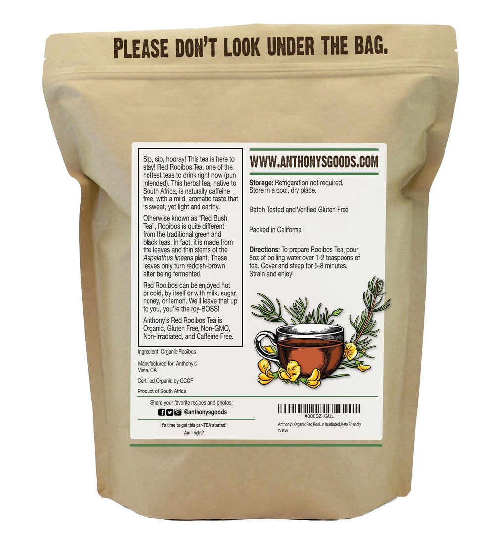 Anthony's Rooibos bulk loose-leaf appearance — rich aroma ideal for relaxing evenings.