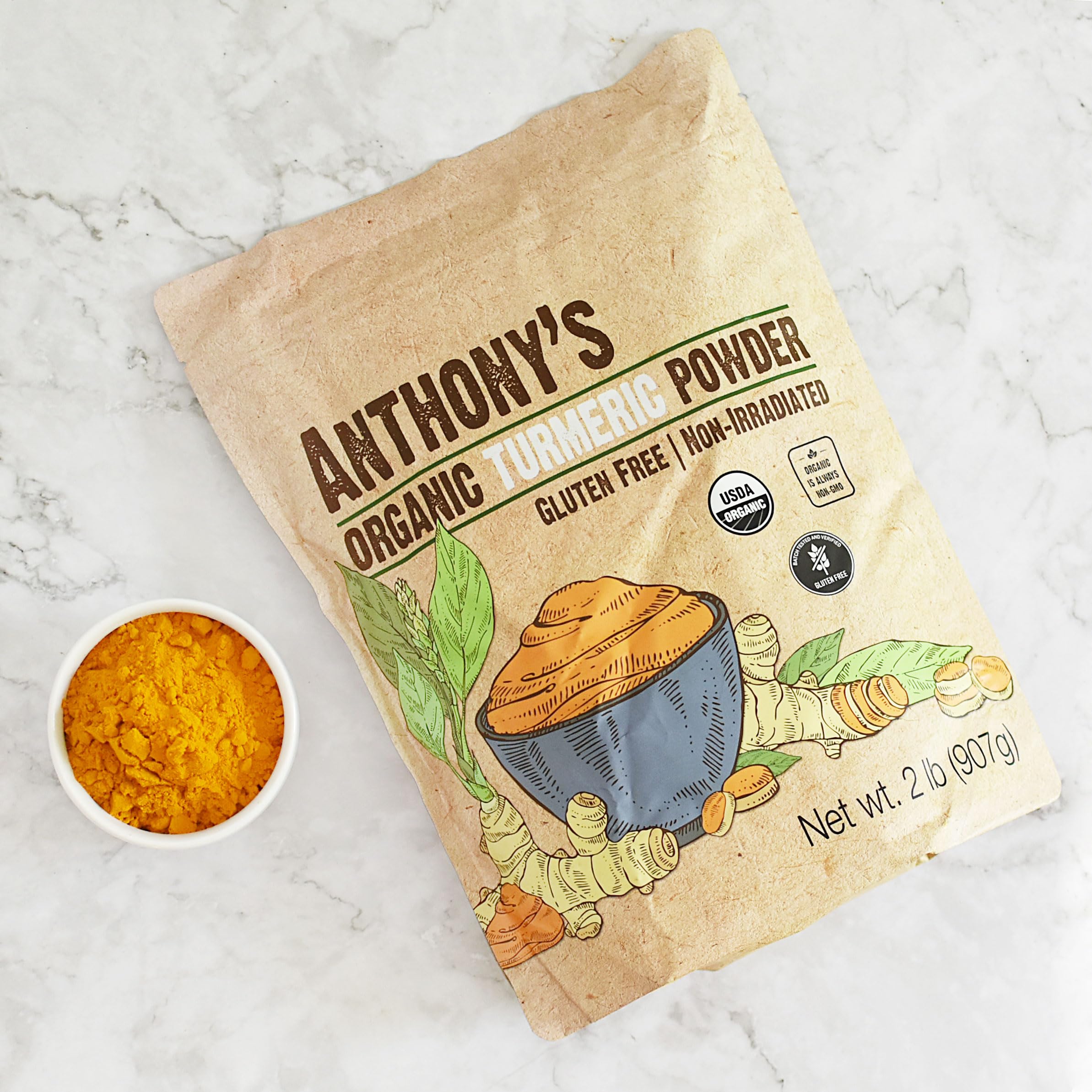 Non-GMO turmeric powder without artificial flavors or colors.