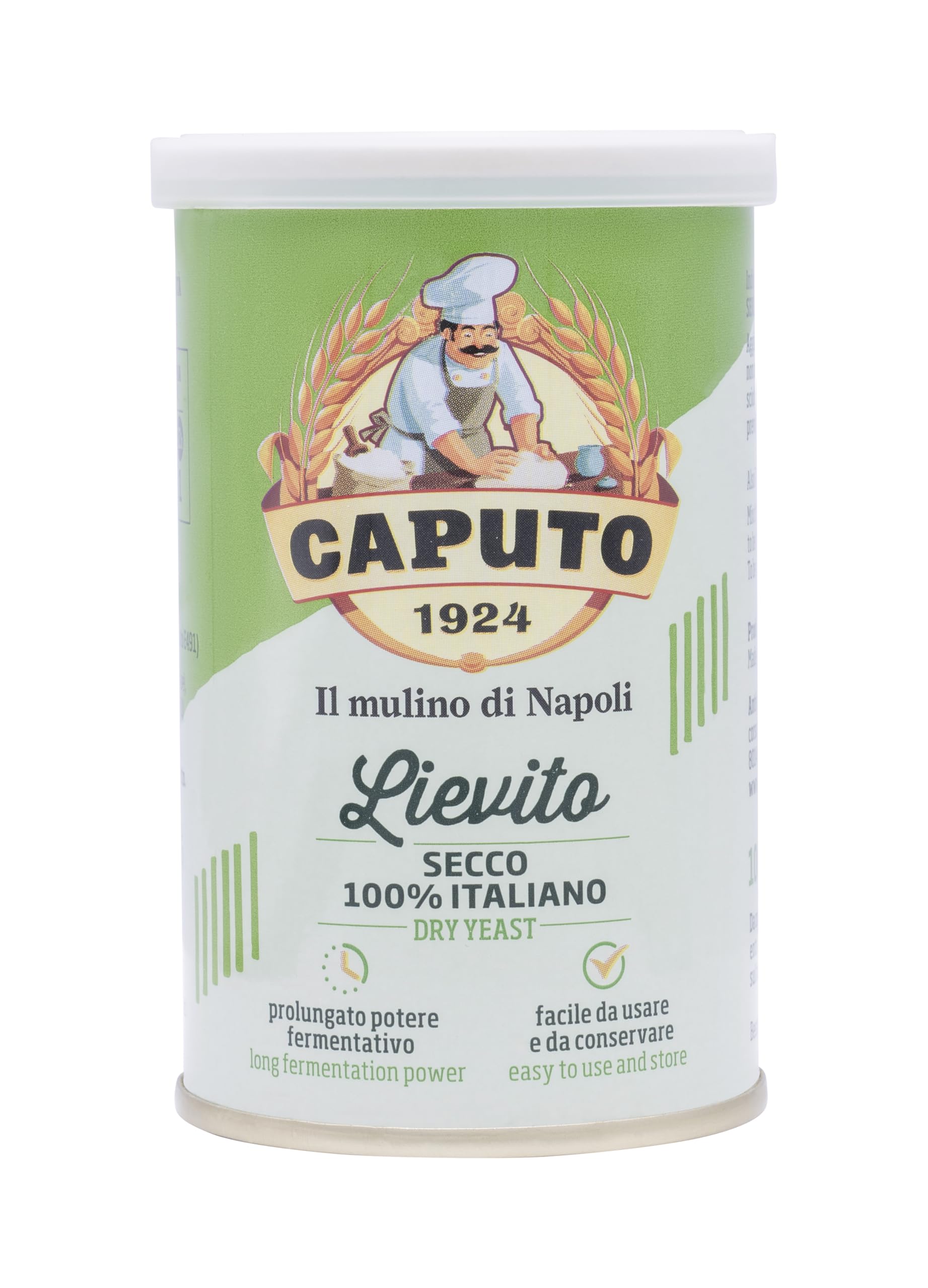 Antimo Caputo active dry yeast can label indicating long shelf life