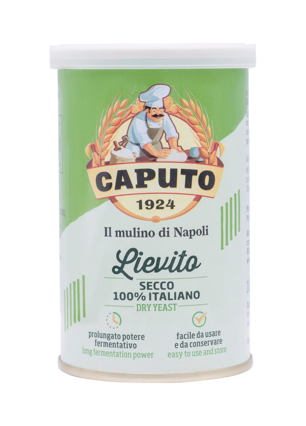 Antimo Caputo active dry yeast can label indicating long shelf life