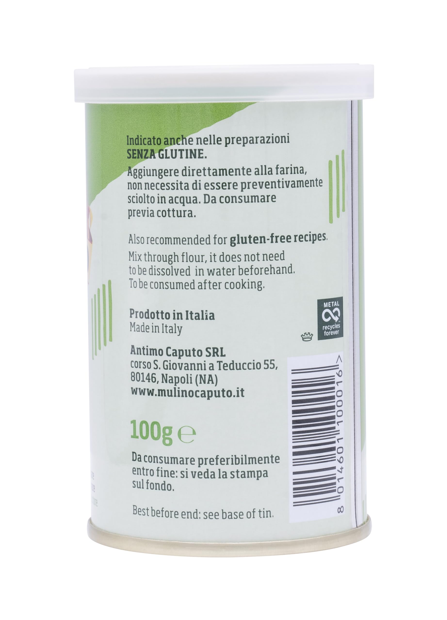 Antimo Caputo active dry yeast top view showing can cap and branding
