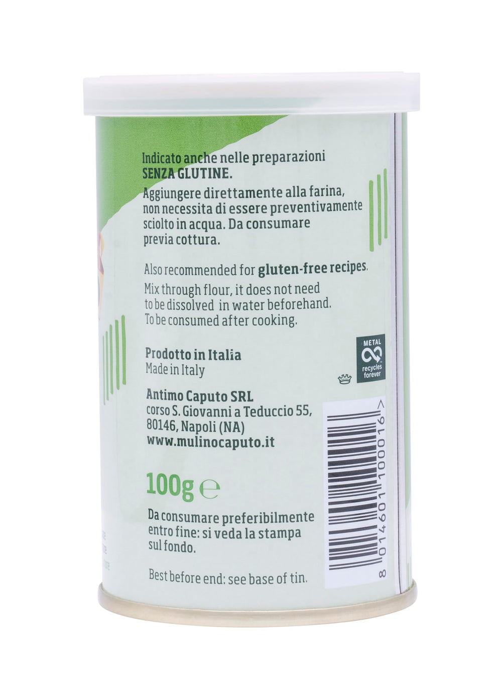 Antimo Caputo active dry yeast top view showing can cap and branding