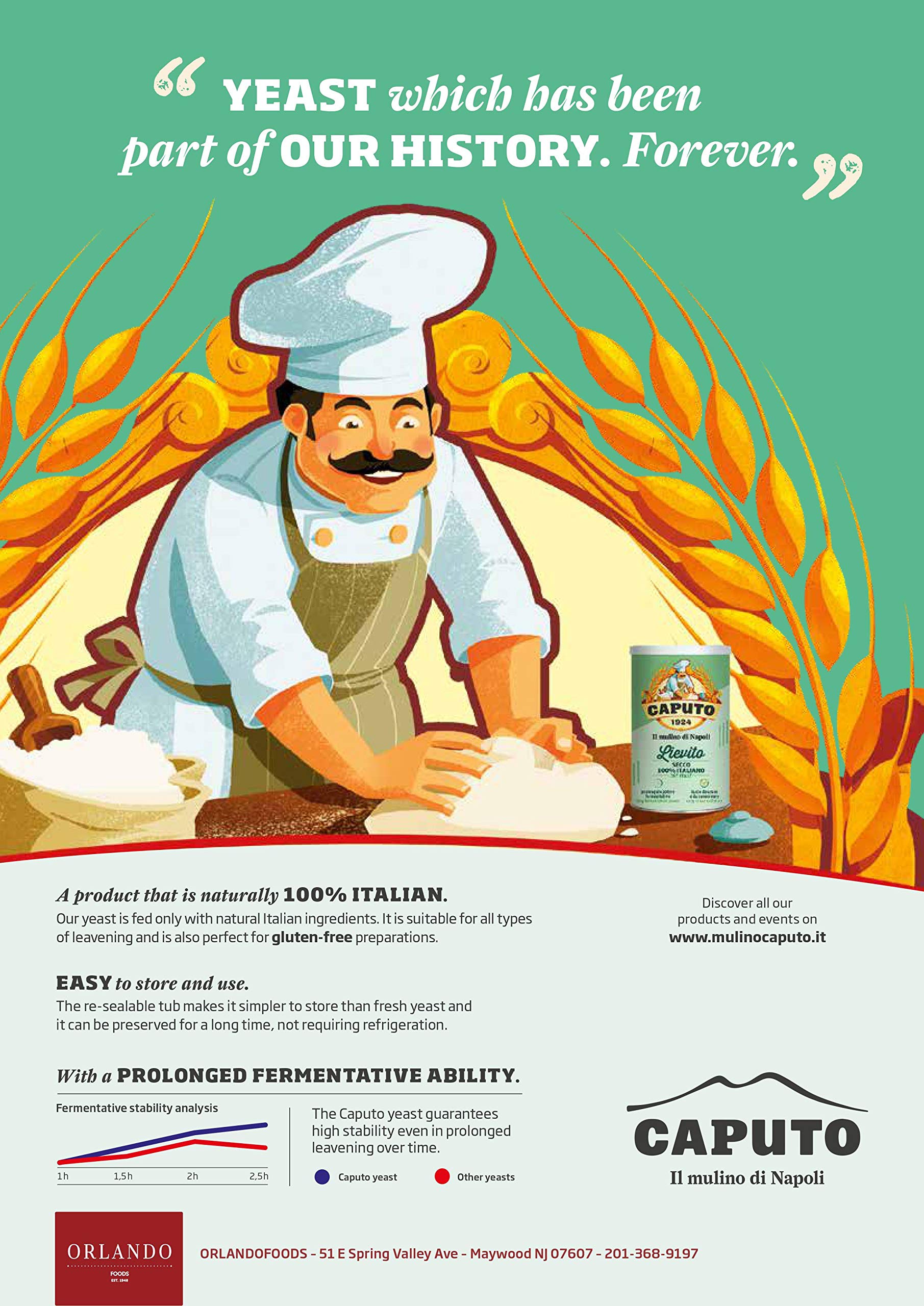Measurement guide for Antimo Caputo yeast: 1/2 to 1/3 of fresh yeast