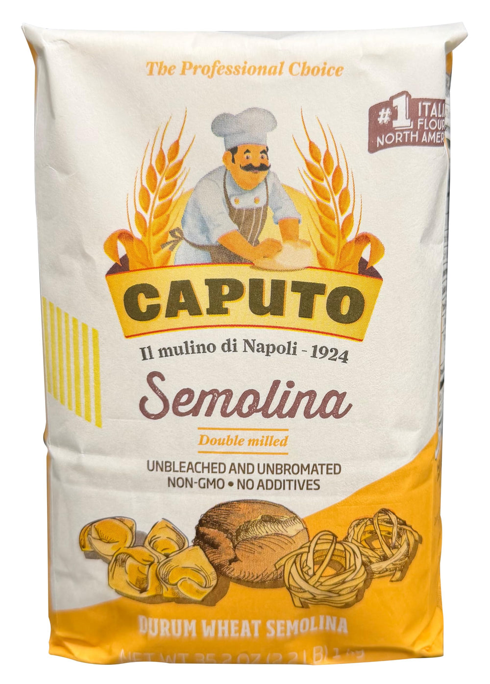 Antimo Caputo durum wheat semolina shows yellow tint for sturdy pasta