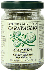 Antonino Caravaglio salted capers in glass jar enhance sauces and pasta with bold flavor.