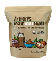 Anthony's Organic Cocoa Powder 5lb label, gluten-free baking option