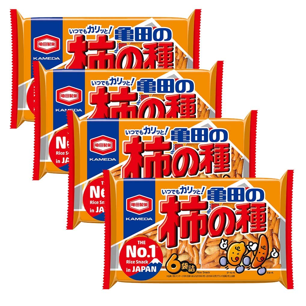 AONELAS packaging for Kameda Seika Kakinotane crackers with peanuts, ready to share.