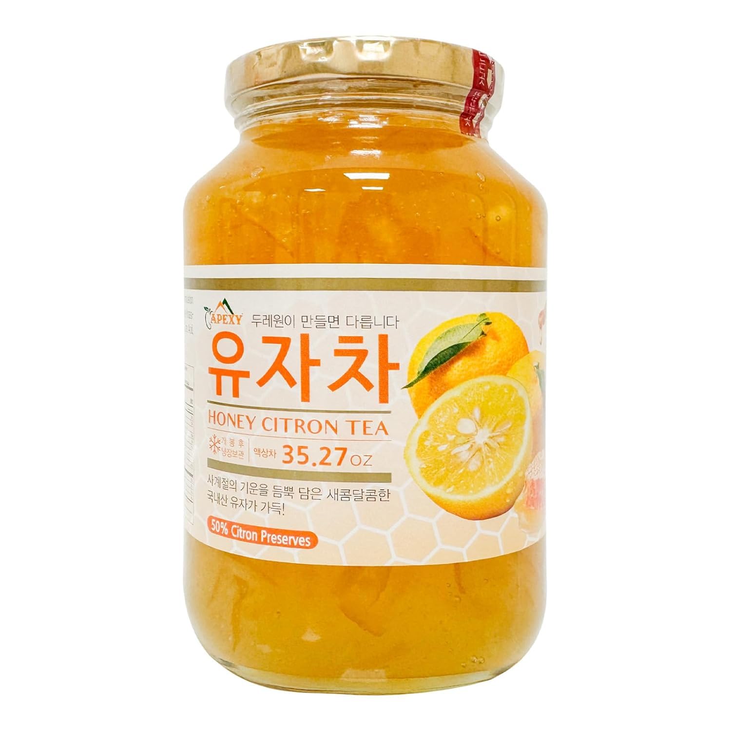 Apexy Honey Citron Tea original jar, rich Korean flavor for comforting hot tea.
