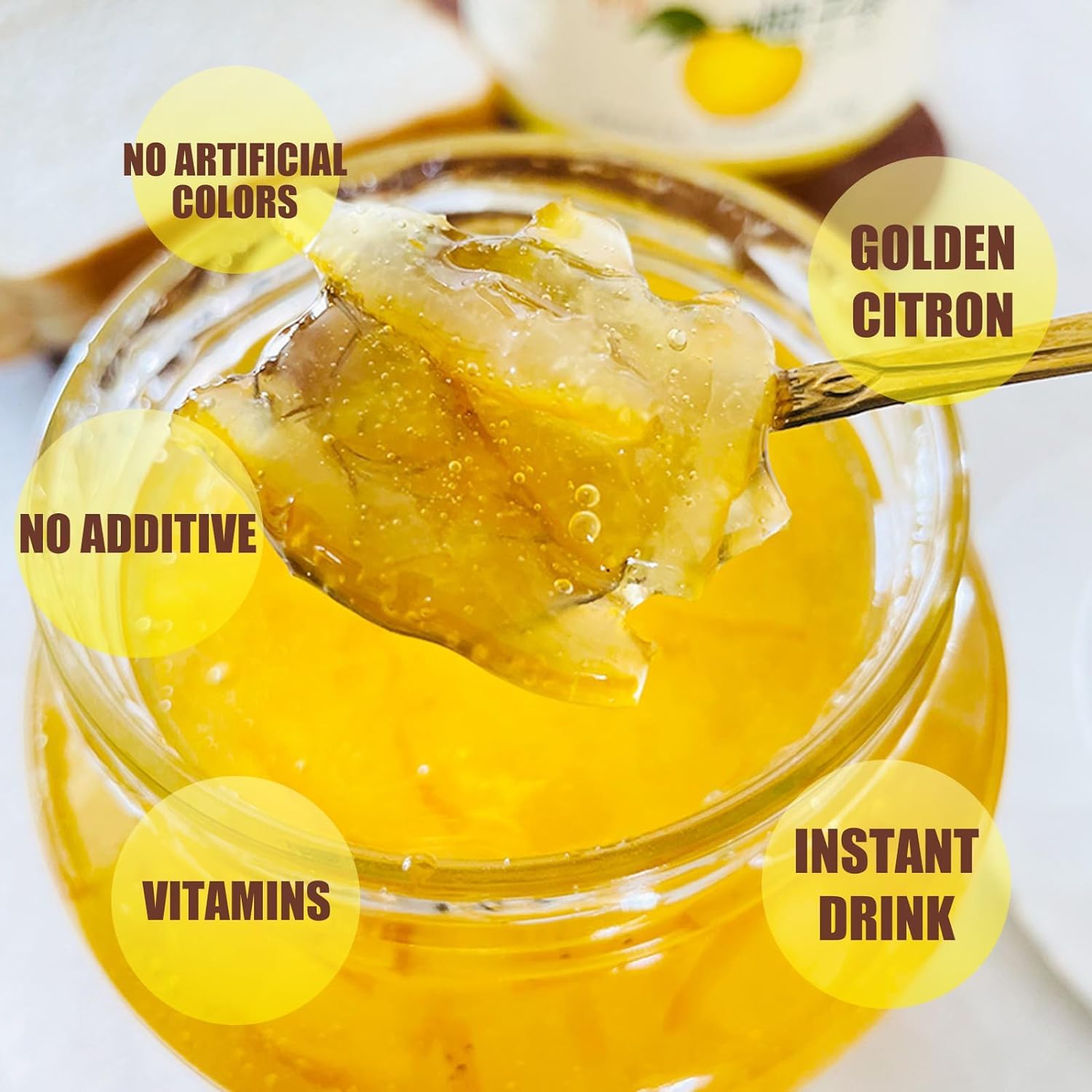 Apexy Honey Citron Tea spread on bread, a sweet breakfast treat.