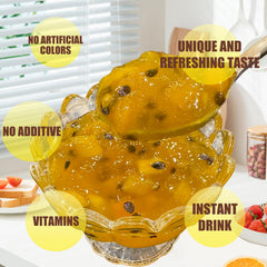 Apexy Korean Honey Passionfruit Mango Tea dessert topping on yogurt or ice cream.