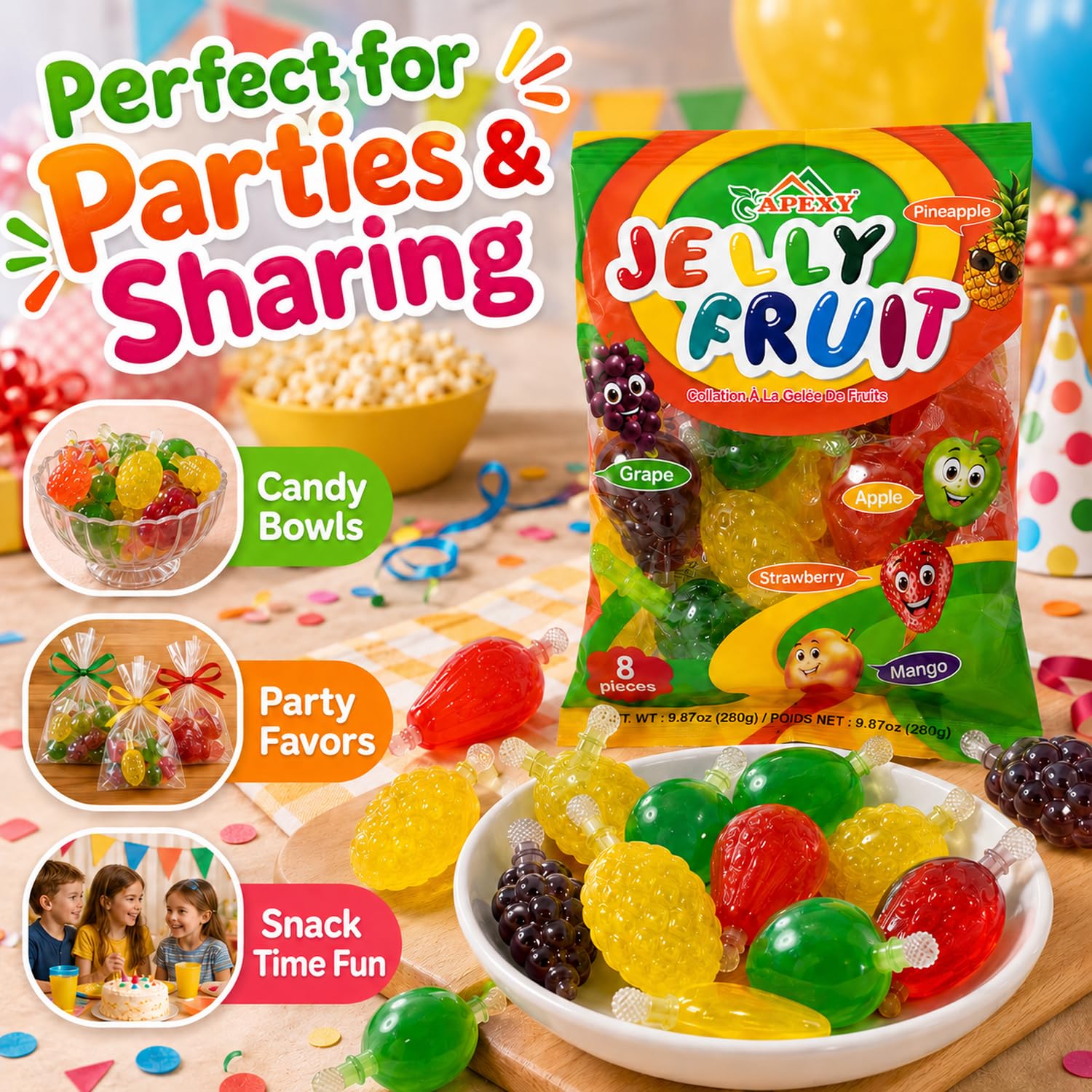 Apexy Jelly Fruit pineapple bright tropical piece perfect for party snacks.