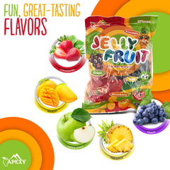APEXY Jelly Fruit strawberry closeup with juicy bites for sweet cravings.