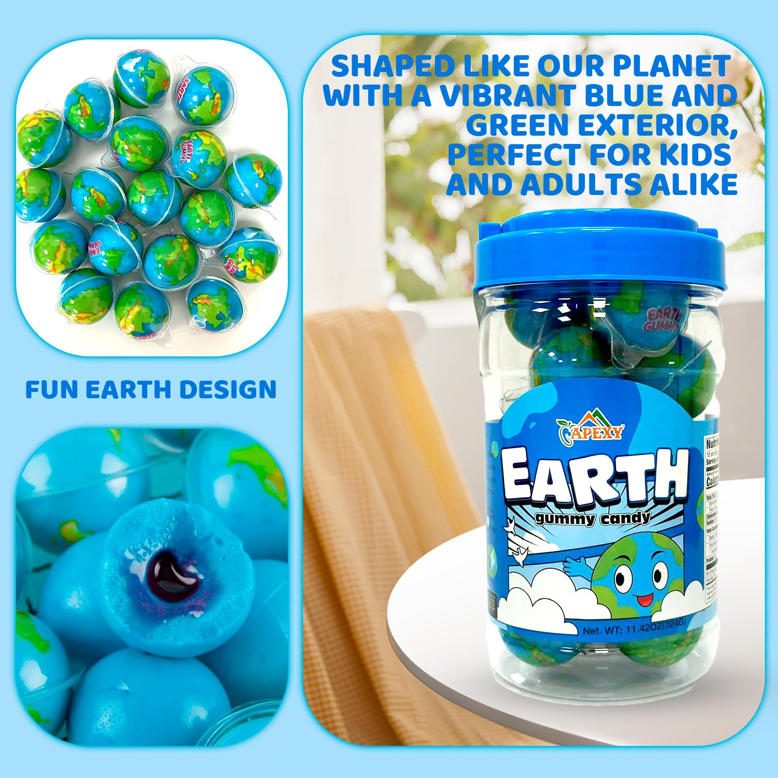 Apexy Planets fruity liquid center bursts with flavor in every bite