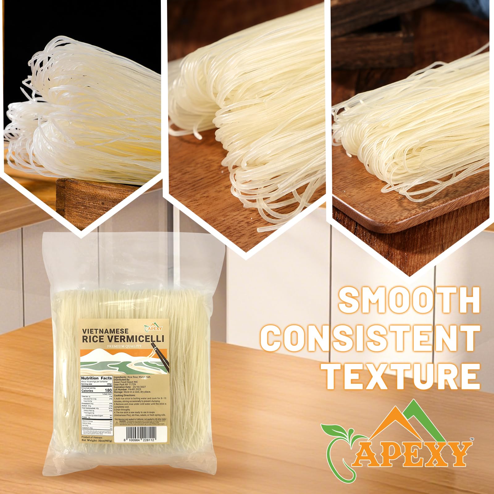 APEXY rice vermicelli cold noodle salad image highlights light, satisfying lunches.
