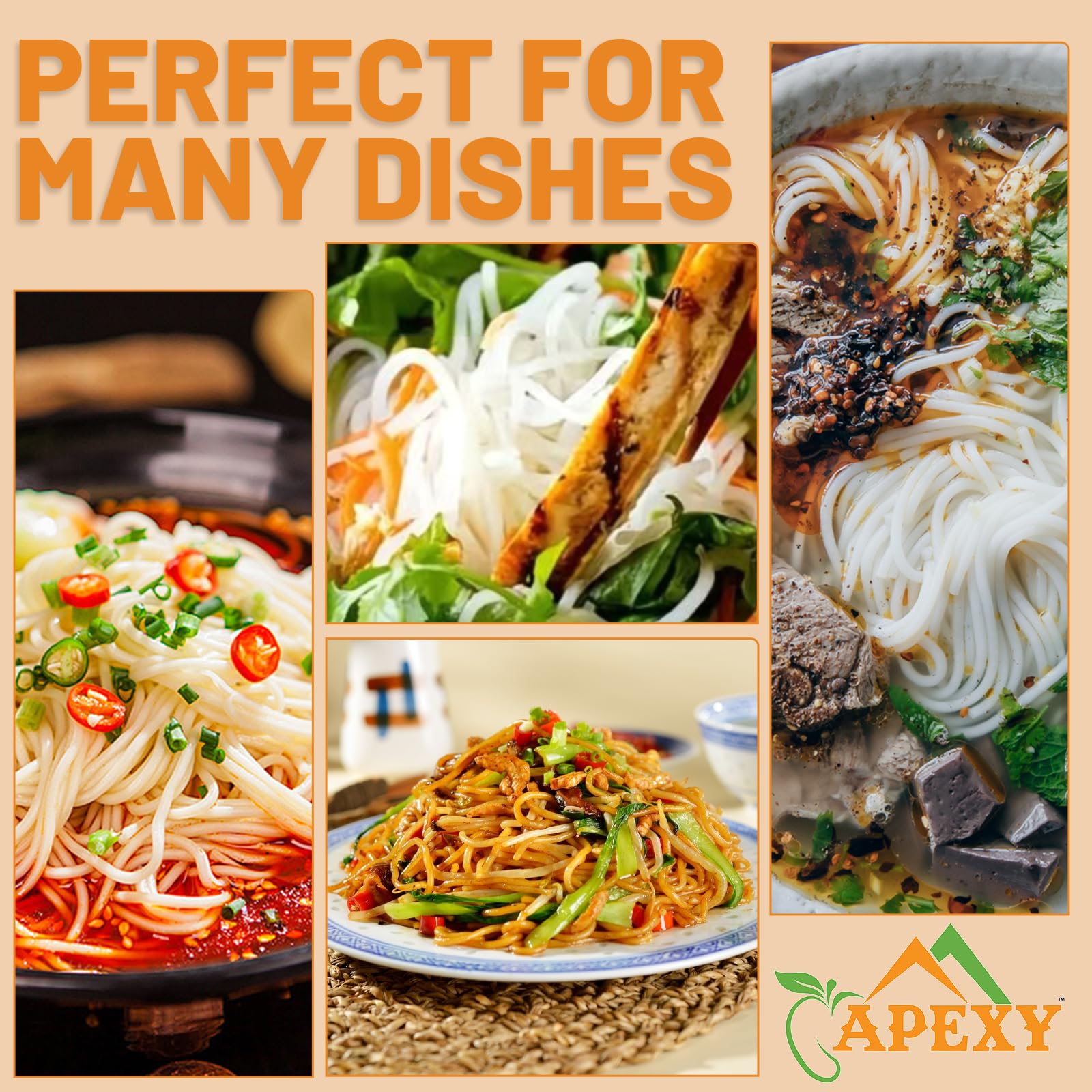 APEXY vermicelli for pho broth ready image highlights rich bowls and comforting scents.