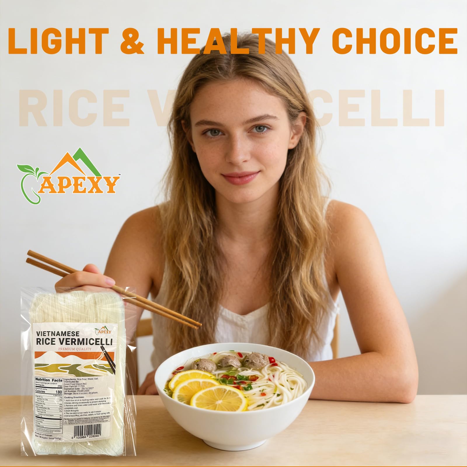 APEXY vermicelli silky texture closeup emphasizes tender bites and even sauce uptake.
