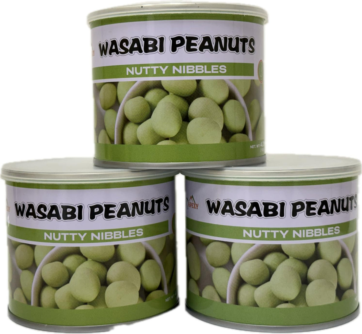 Apexy Roast Peanuts Wasabi close-up, bold flavor for on-the-go snacking.