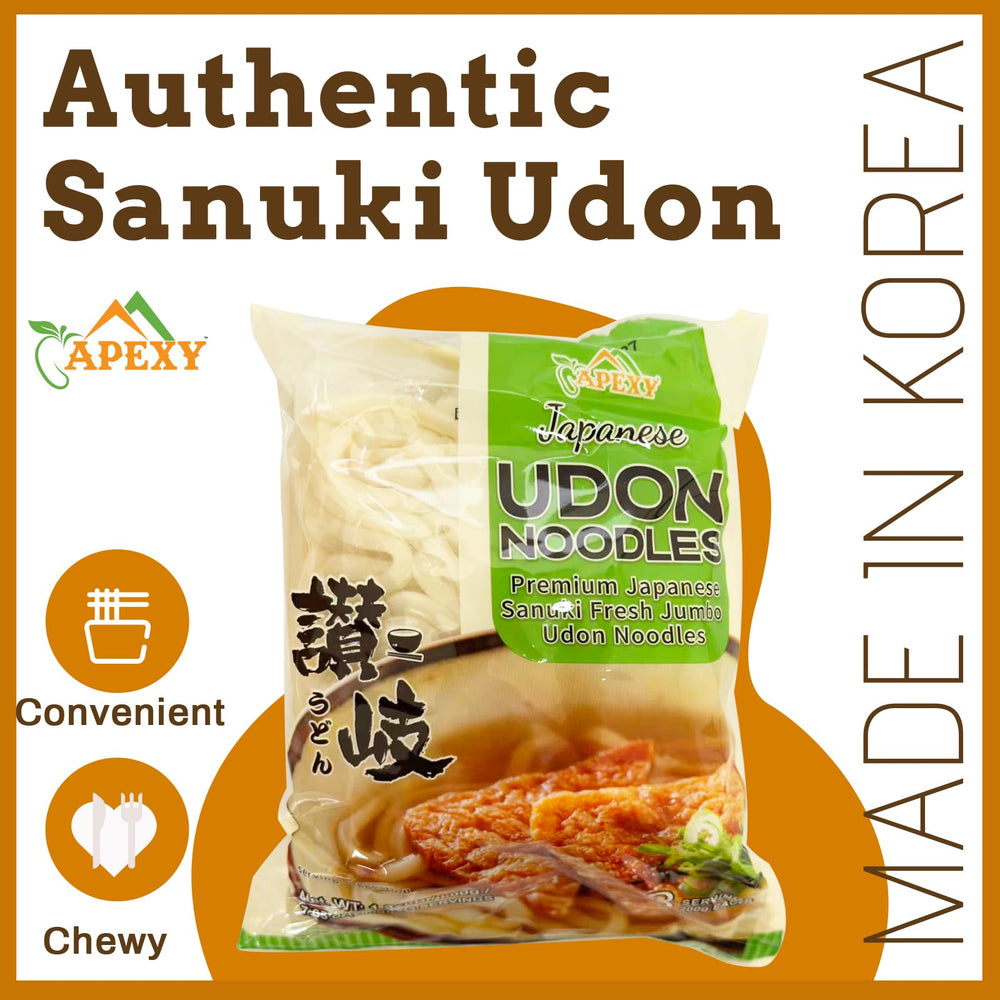 APEXY udon ready in minutes image emphasizes quick restaurant-quality meals at home