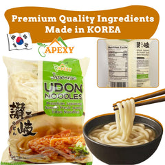 APEXY udon for stir-fry showing versatile serving options with vegetables and sauces
