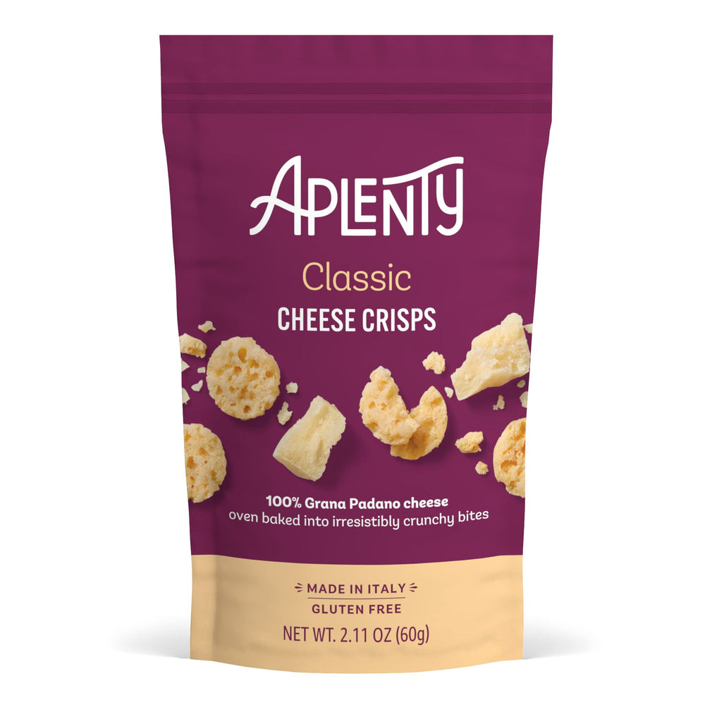 Aplenty Classic Cheese Crisps oven-baked crispy bites, ideal for on-the-go snacking.