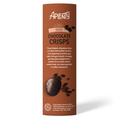 Aplenty Dark Chocolate Crisps beside a coffee cup for an ideal pairing