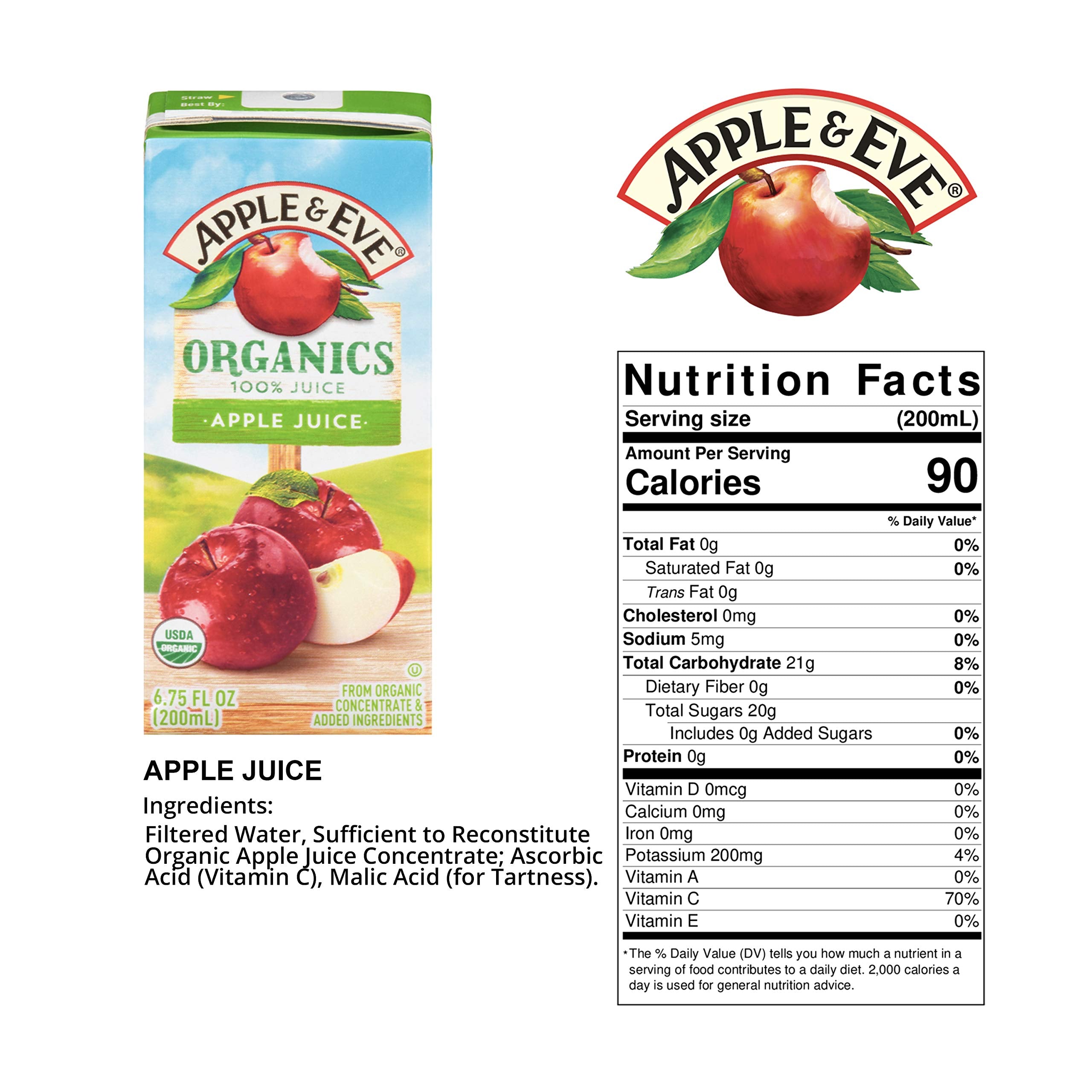 Pouring Apple & Eve Organics juice box, ideal for quick hydration.