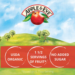 Apple & Eve Organics kids snack time shows no added sugar.