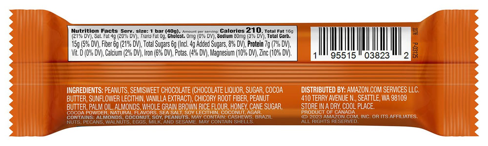 Unwrapped Aplenty bar reveals creamy peanut butter center and chocolate coating.