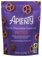 Aplenty Dark Chocolate Pretzels pack shot for shelf appeal and gift-ready presentation.