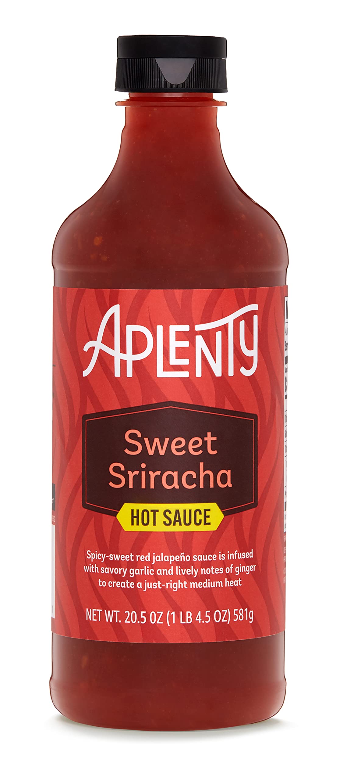 Aplenty Sweet Sriracha bottle pouring for a zingy glaze