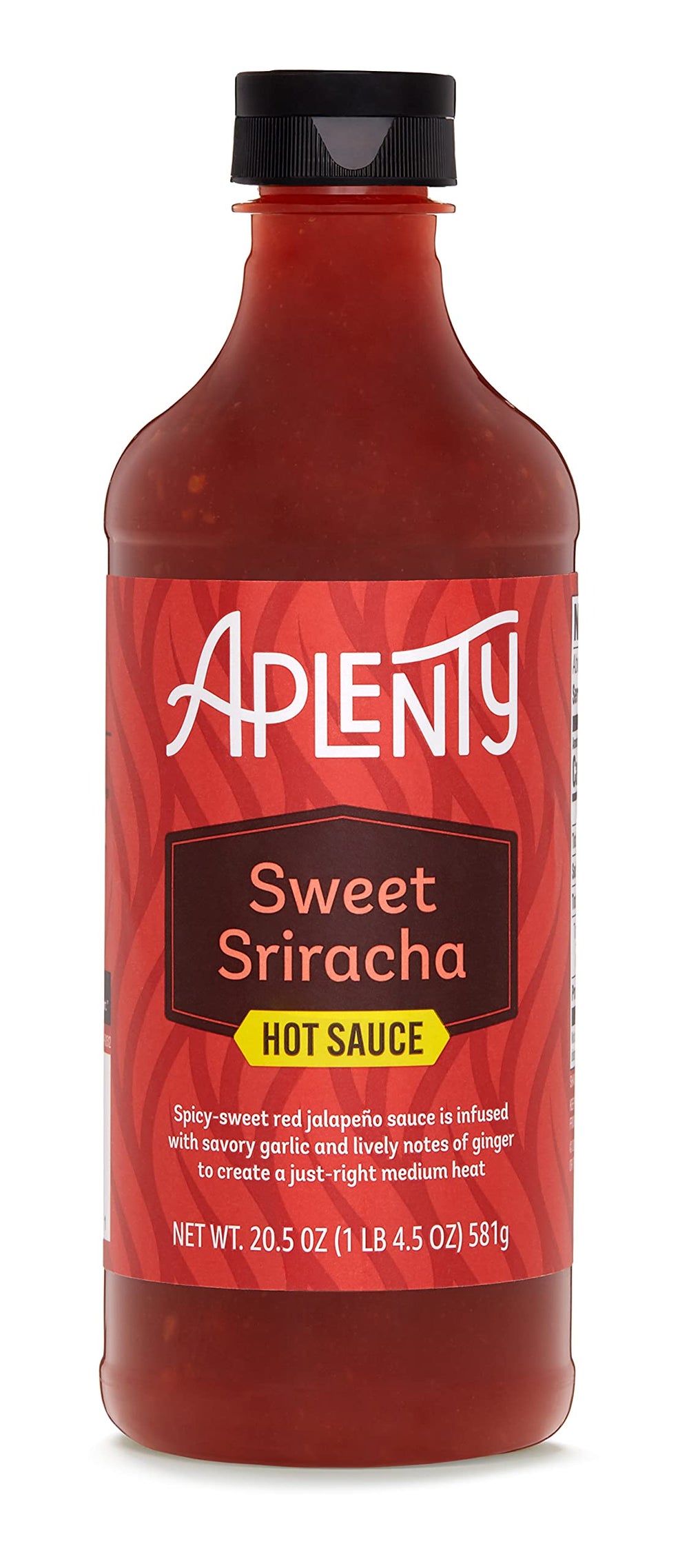 Aplenty Sweet Sriracha bottle pouring for a zingy glaze