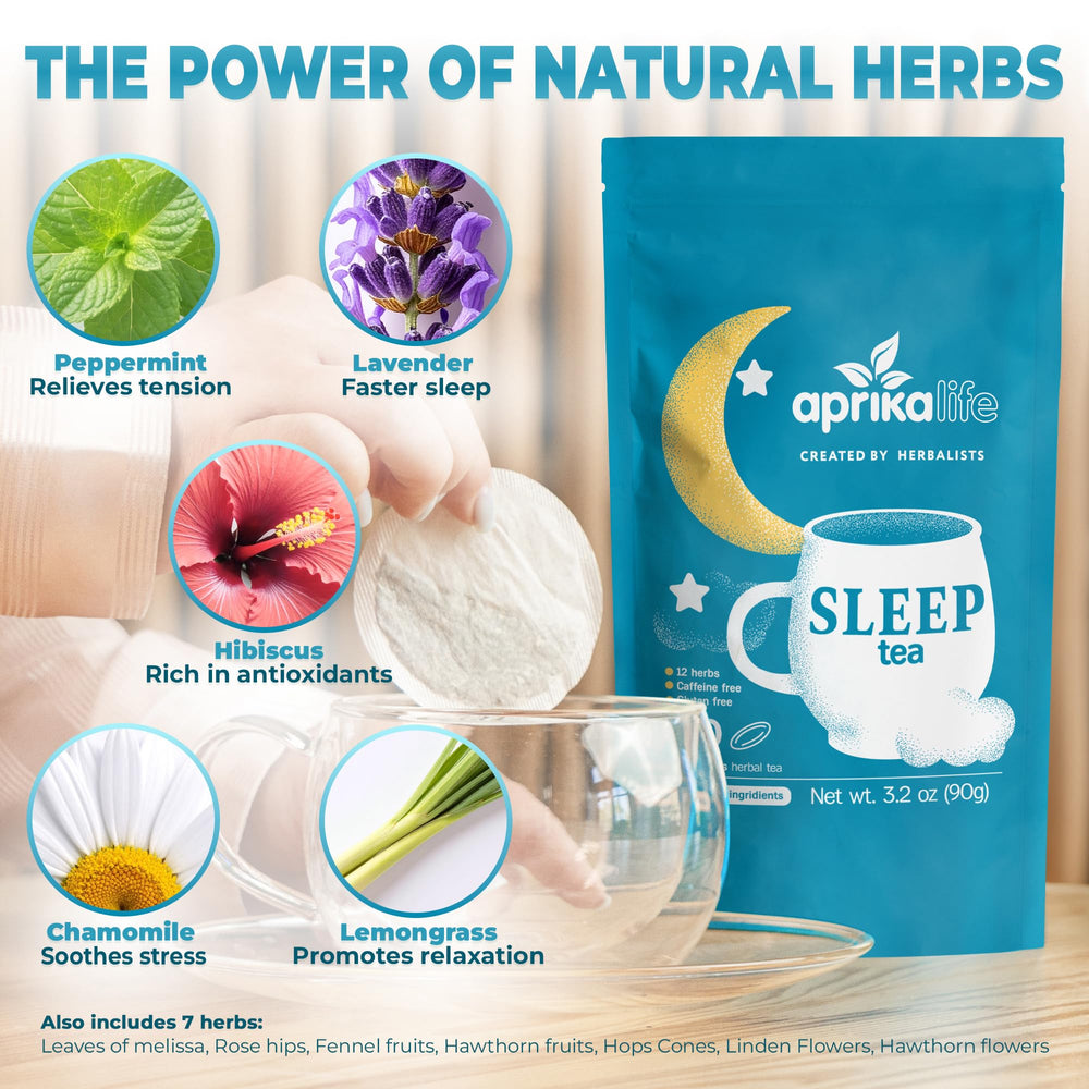 Herbal blend of mint and hibiscus in Aprika Life Sleep Tea