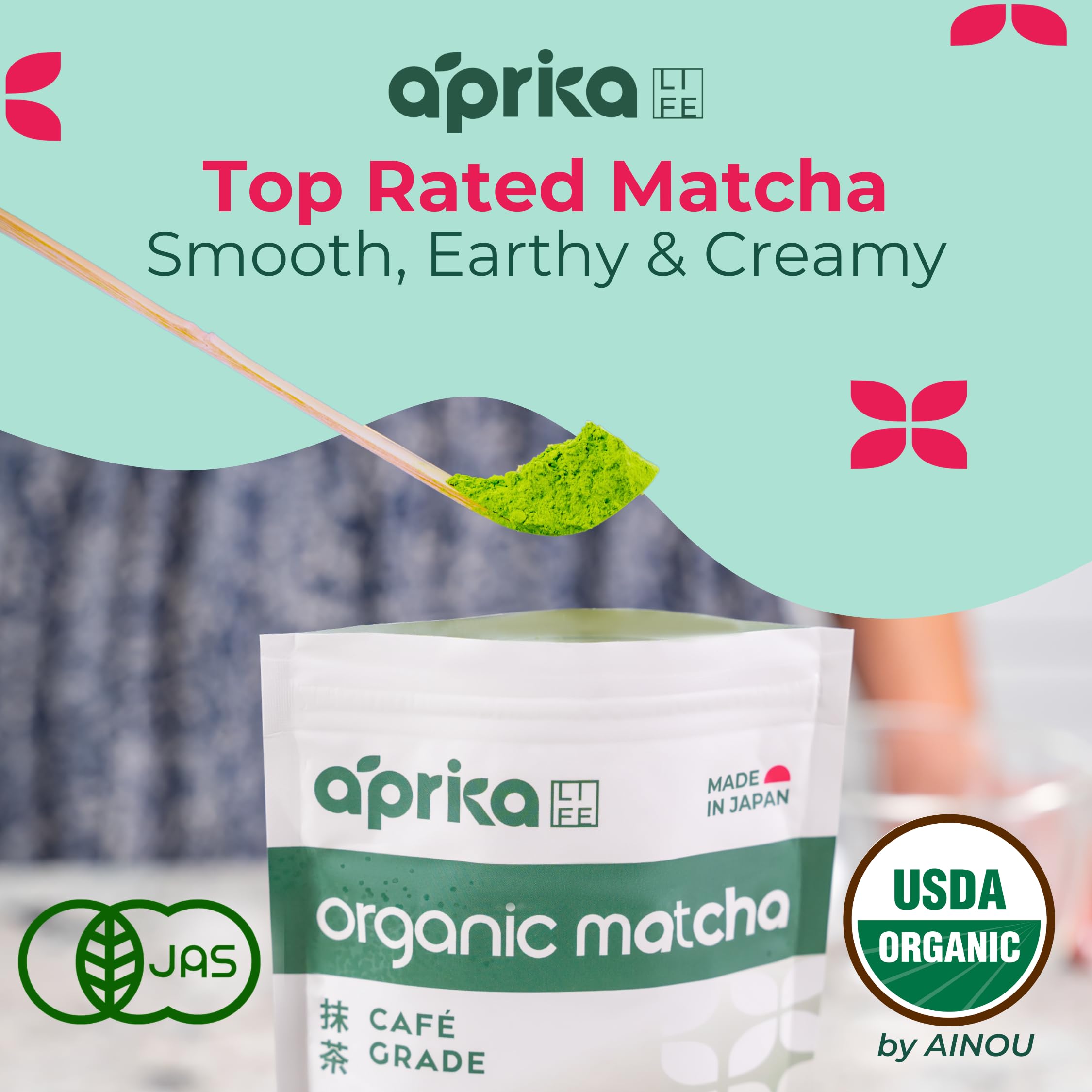 aprikalife smoothie with matcha adds color and natural energy