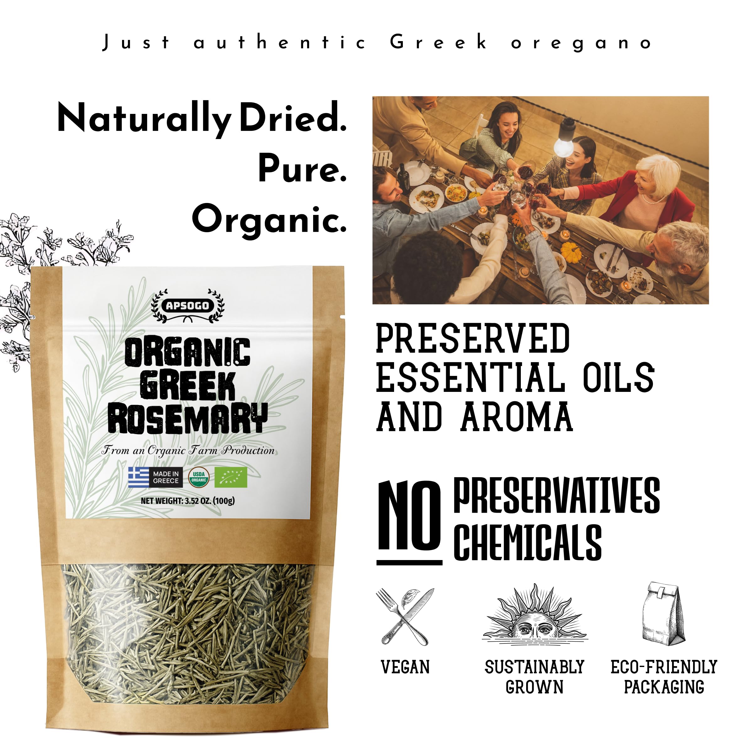 APSOGO dried rosemary aroma when opening the pouch natural and strong