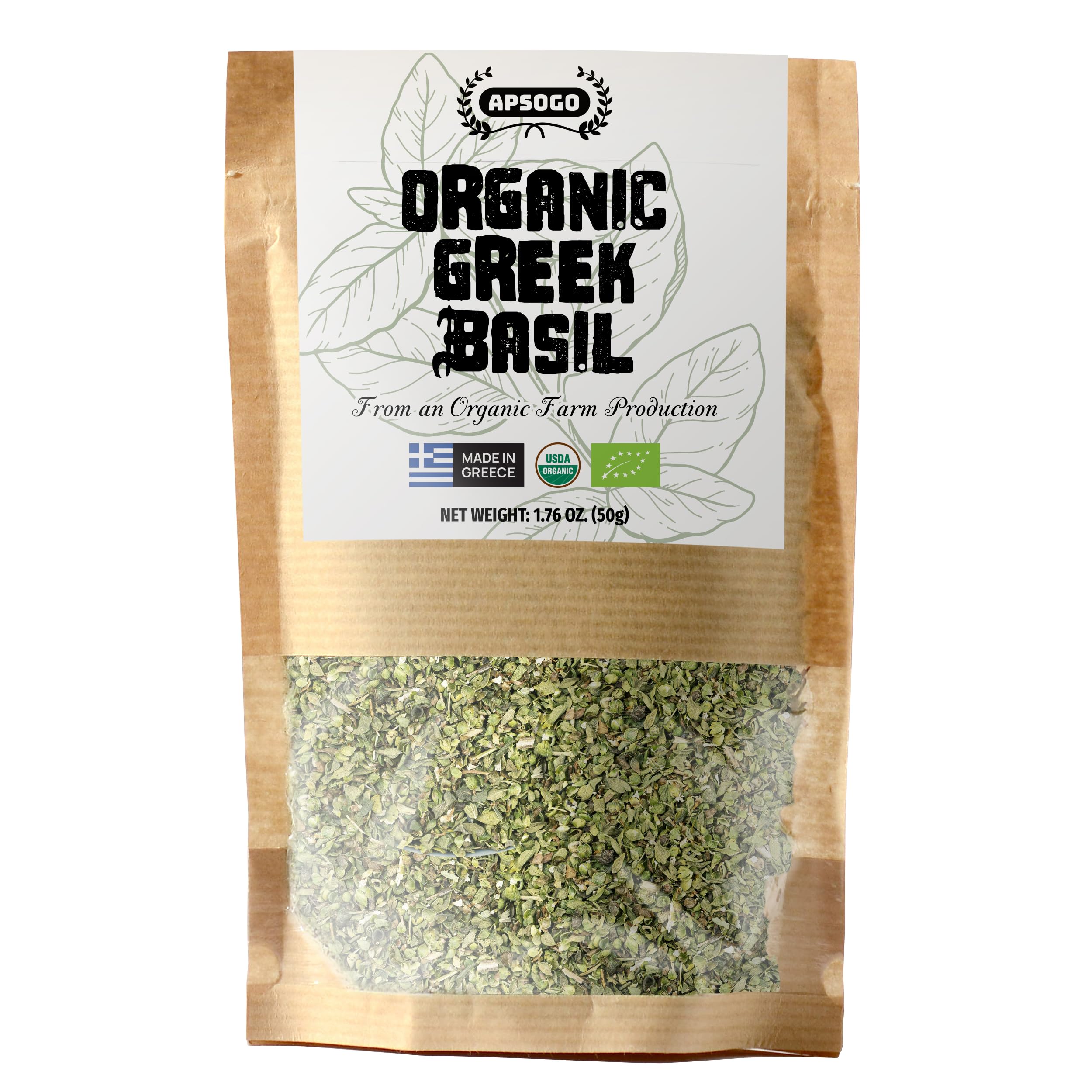 Apsogo organic Greek basil dried leaves deliver vibrant aroma for Mediterranean dishes