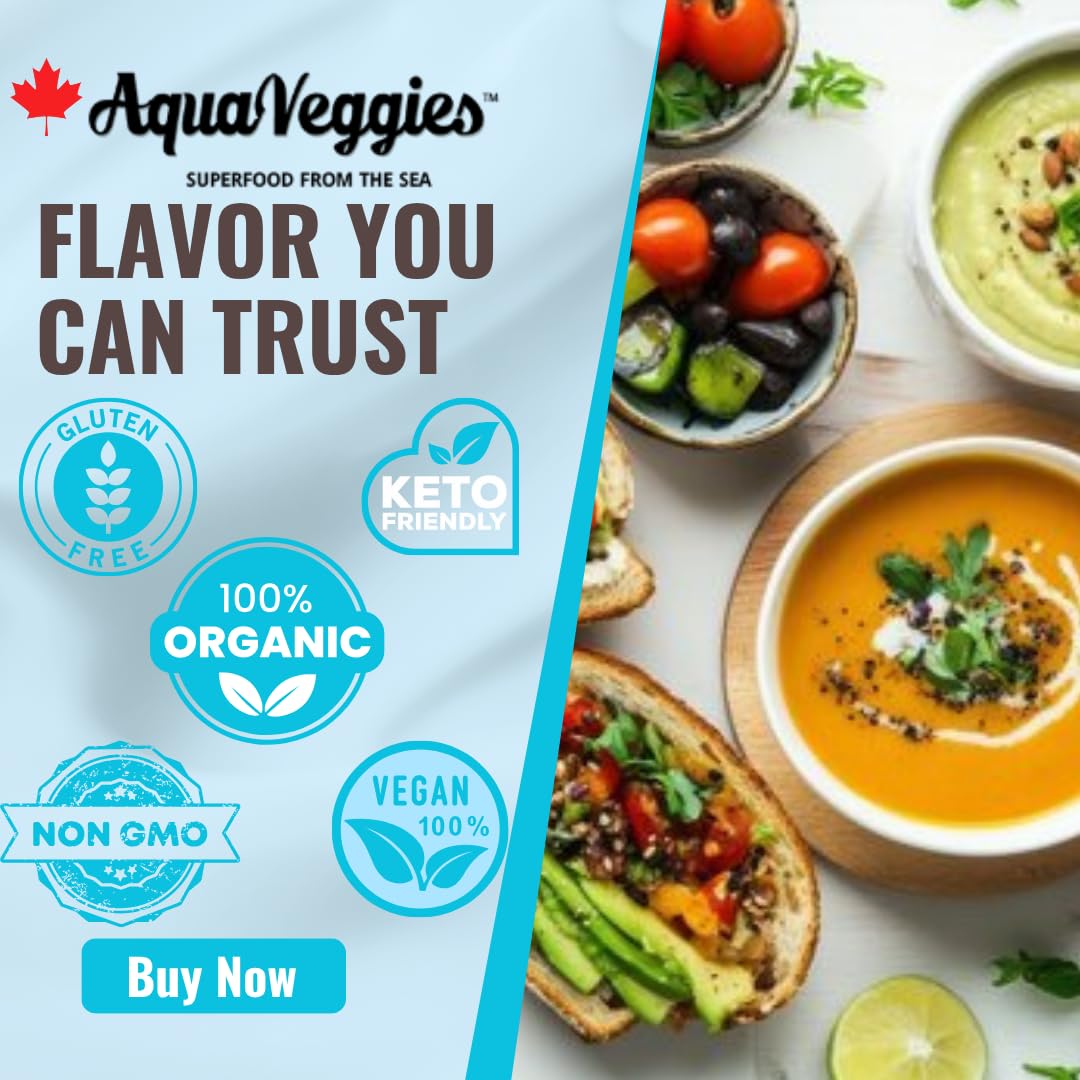 Aqua Veggies dulse flakes topping soups and salads for flavor boost.