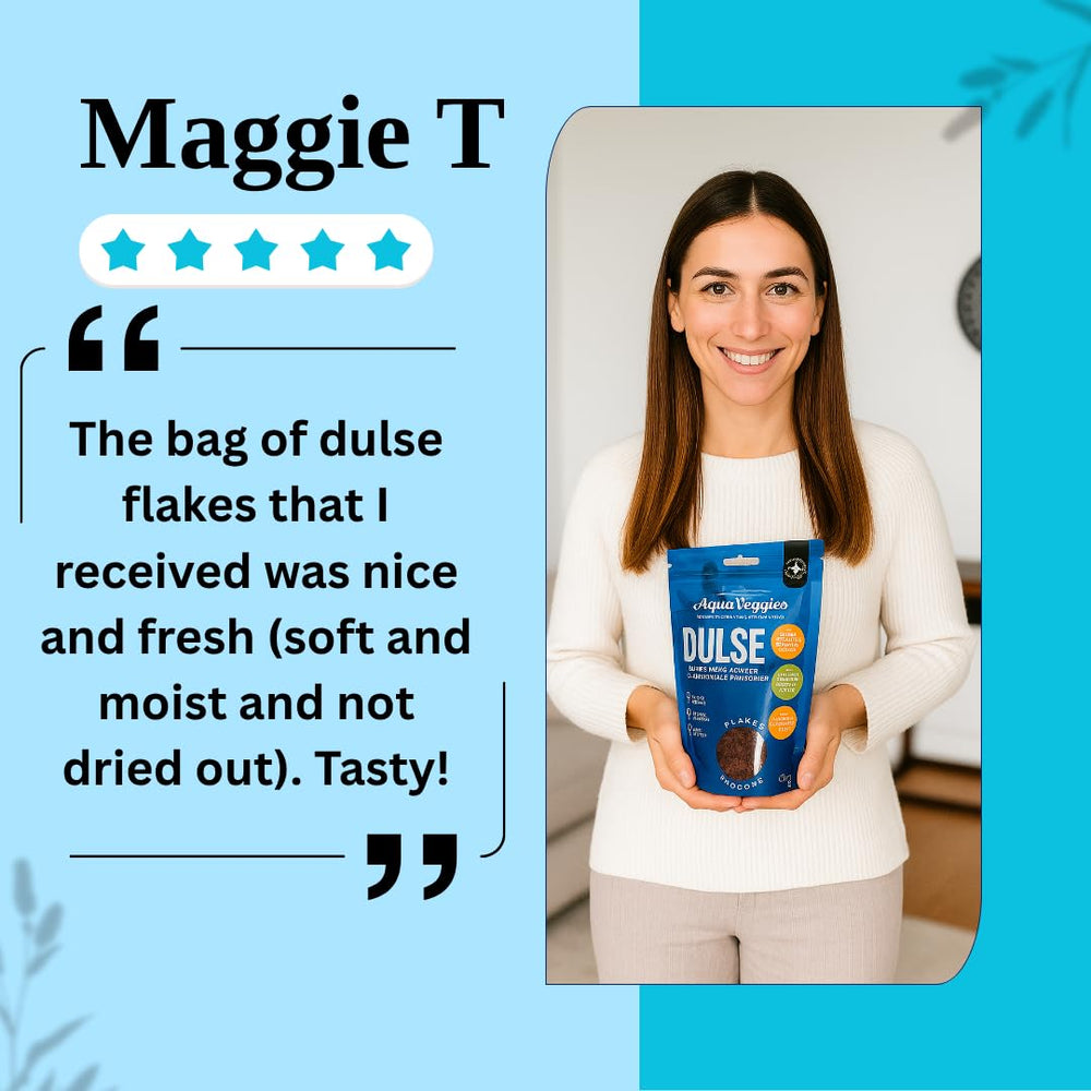 Aqua Veggies dulse flakes rich in vitamins B6 and B12 and minerals.