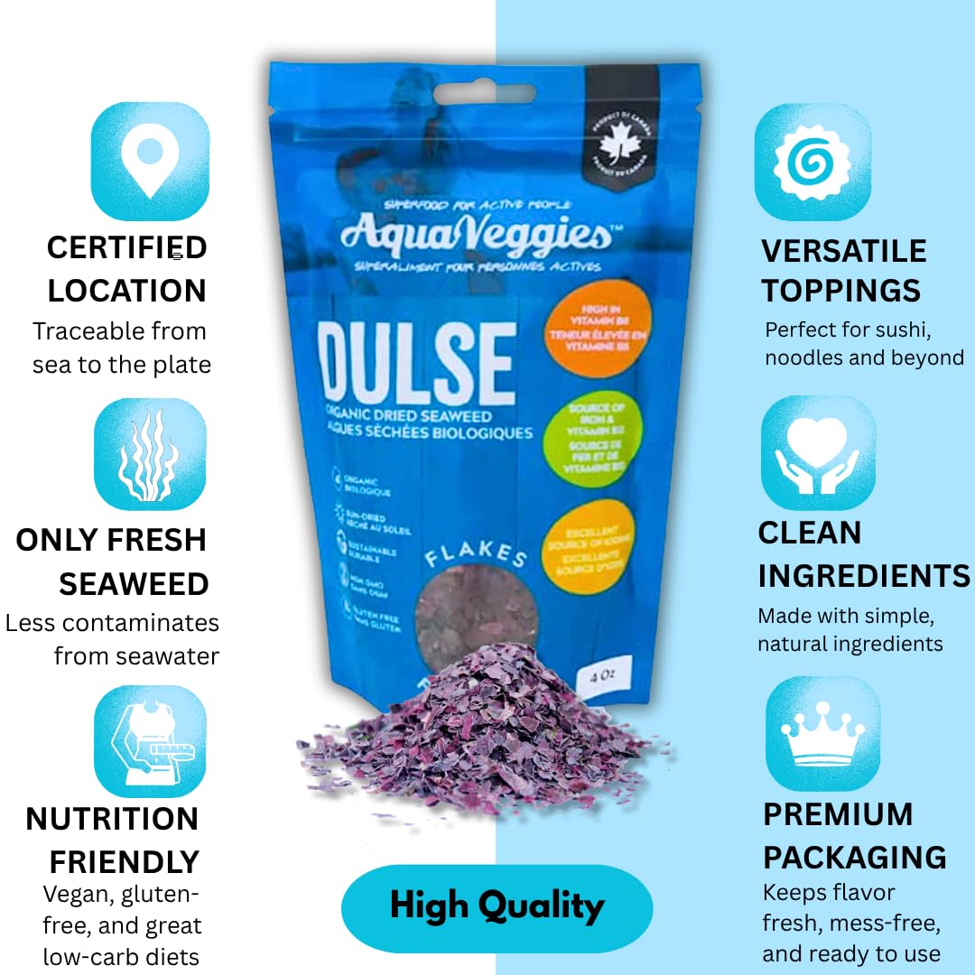 Aqua Veggies sun dried dulse flakes preserving natural enzymes aroma.