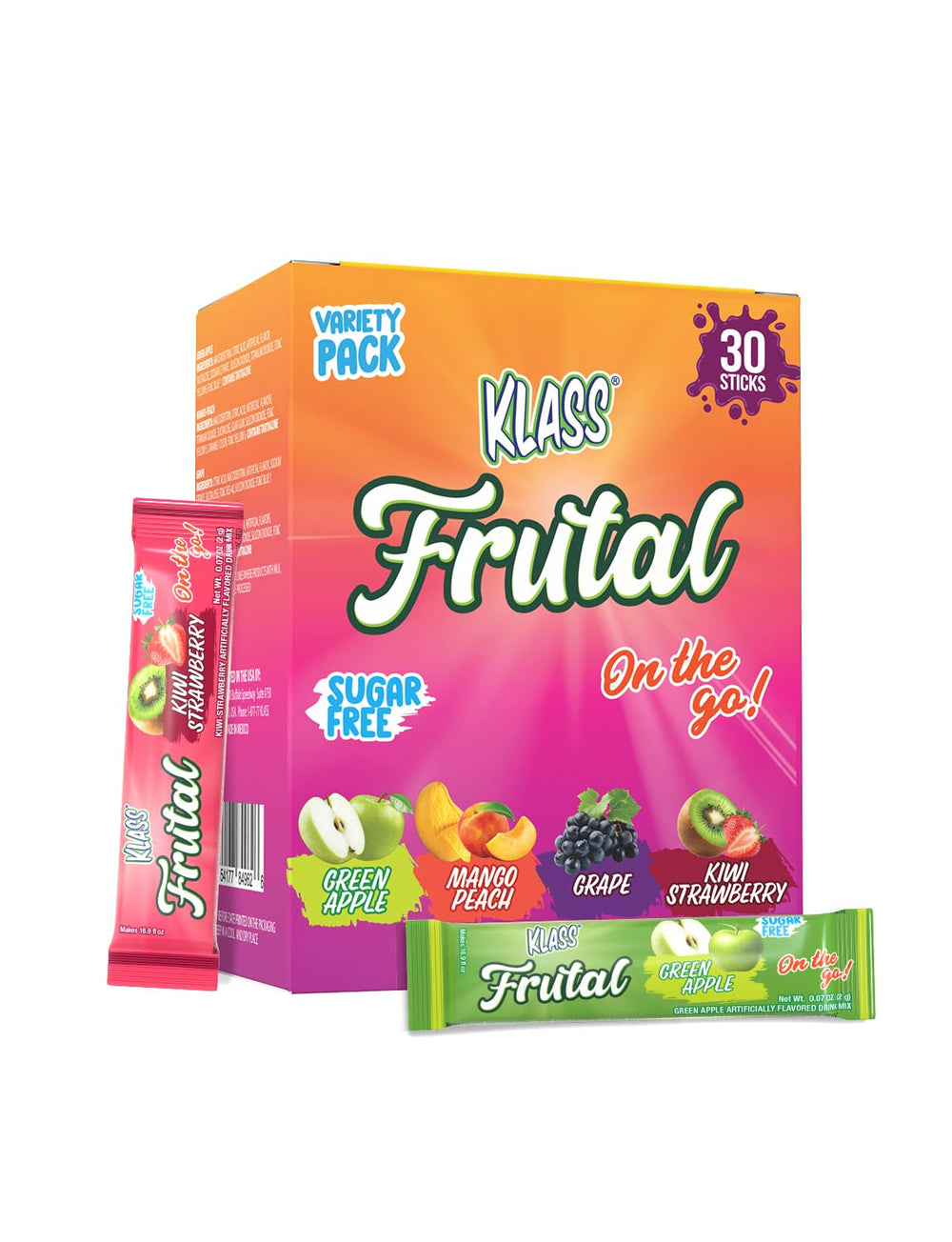 Arbol Frutal Klass Frutal green apple stick dissolving in water for a crisp, low-calorie sip.