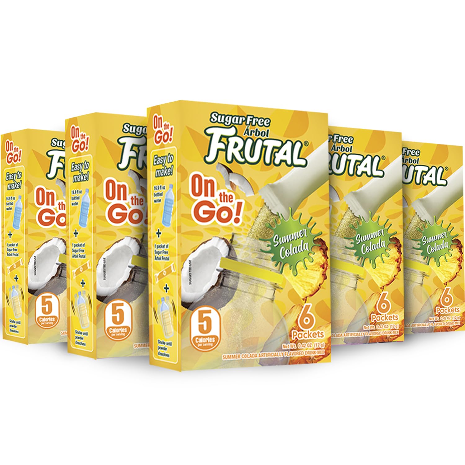 Arbol Frutal on-the-go Pina Colada stick dissolving in water for a tropical refresh.