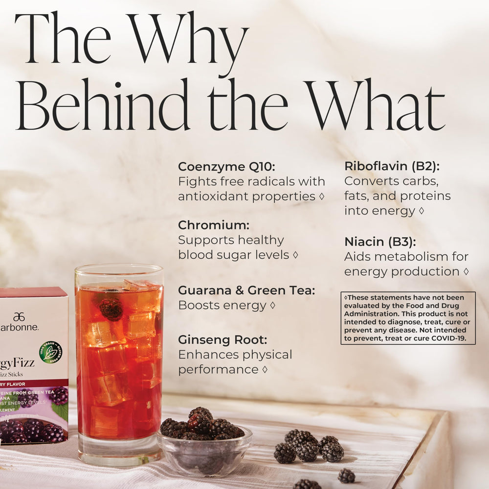 Arbonne Ginseng Energy Sticks single packet on the counter for quick energy.