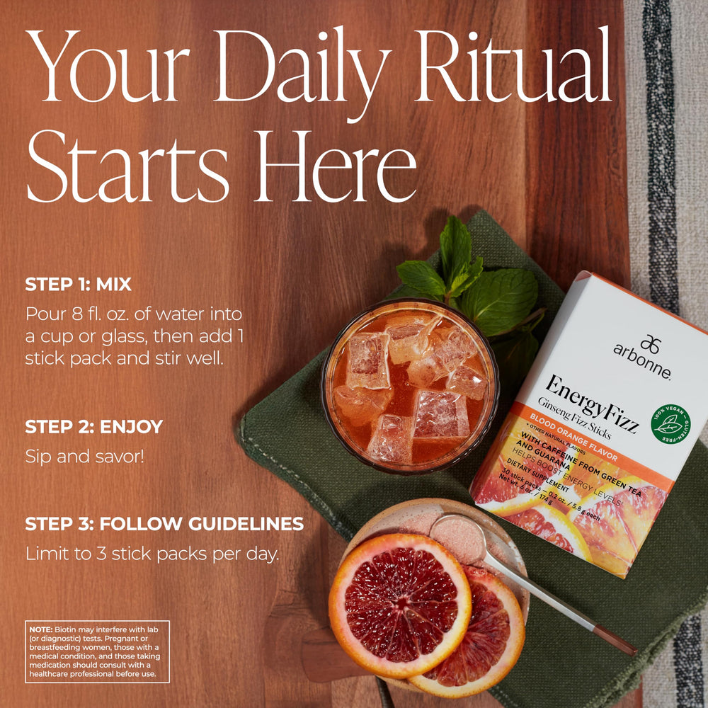 Ingredients like ginseng and B vitamins in Arbonne Energy Sticks