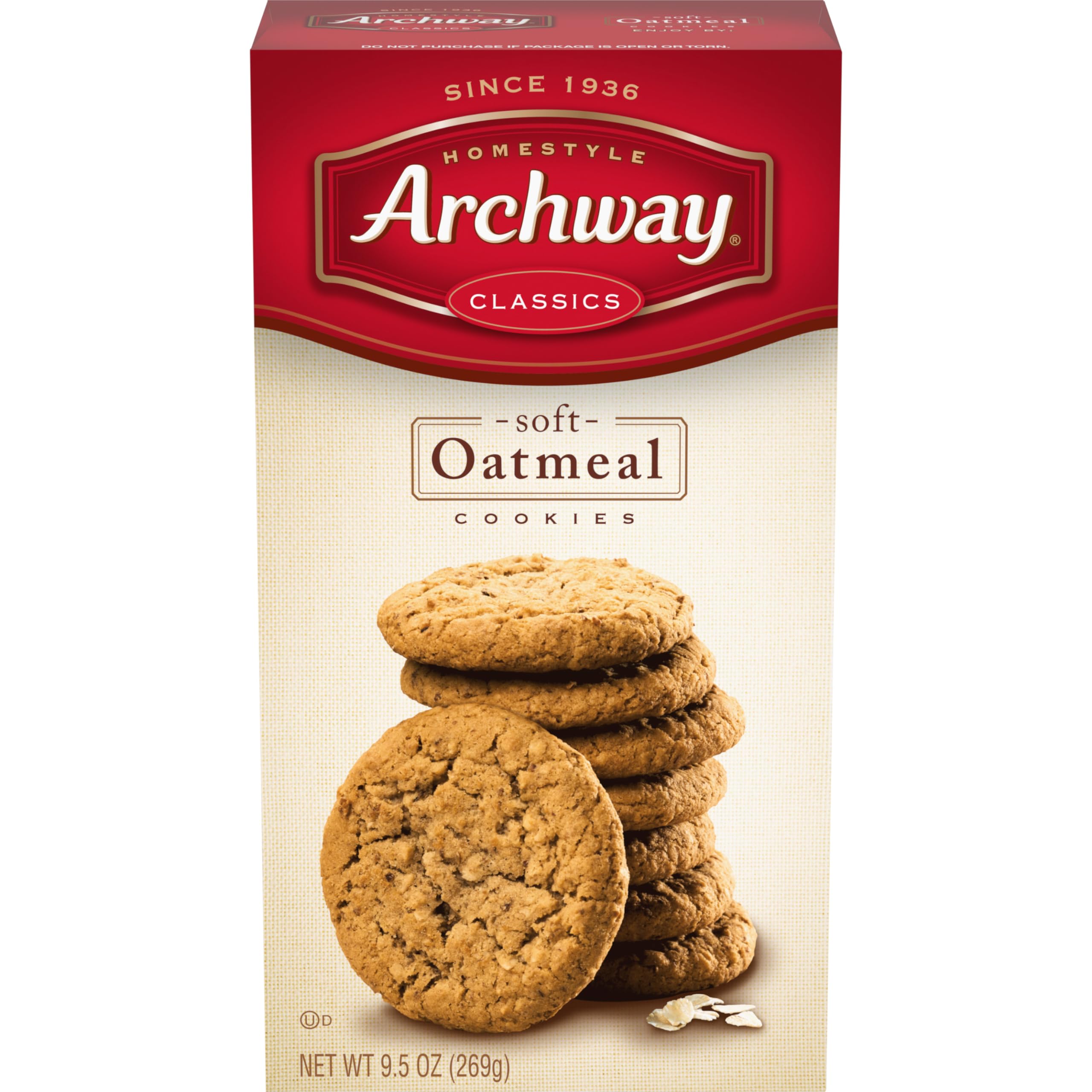 Archway Classic Soft Oatmeal Cookies box front—nostalgic snack idea.