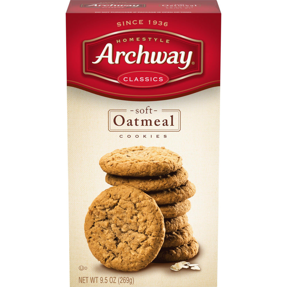 Archway Classic Soft Oatmeal Cookies box front—nostalgic snack idea.