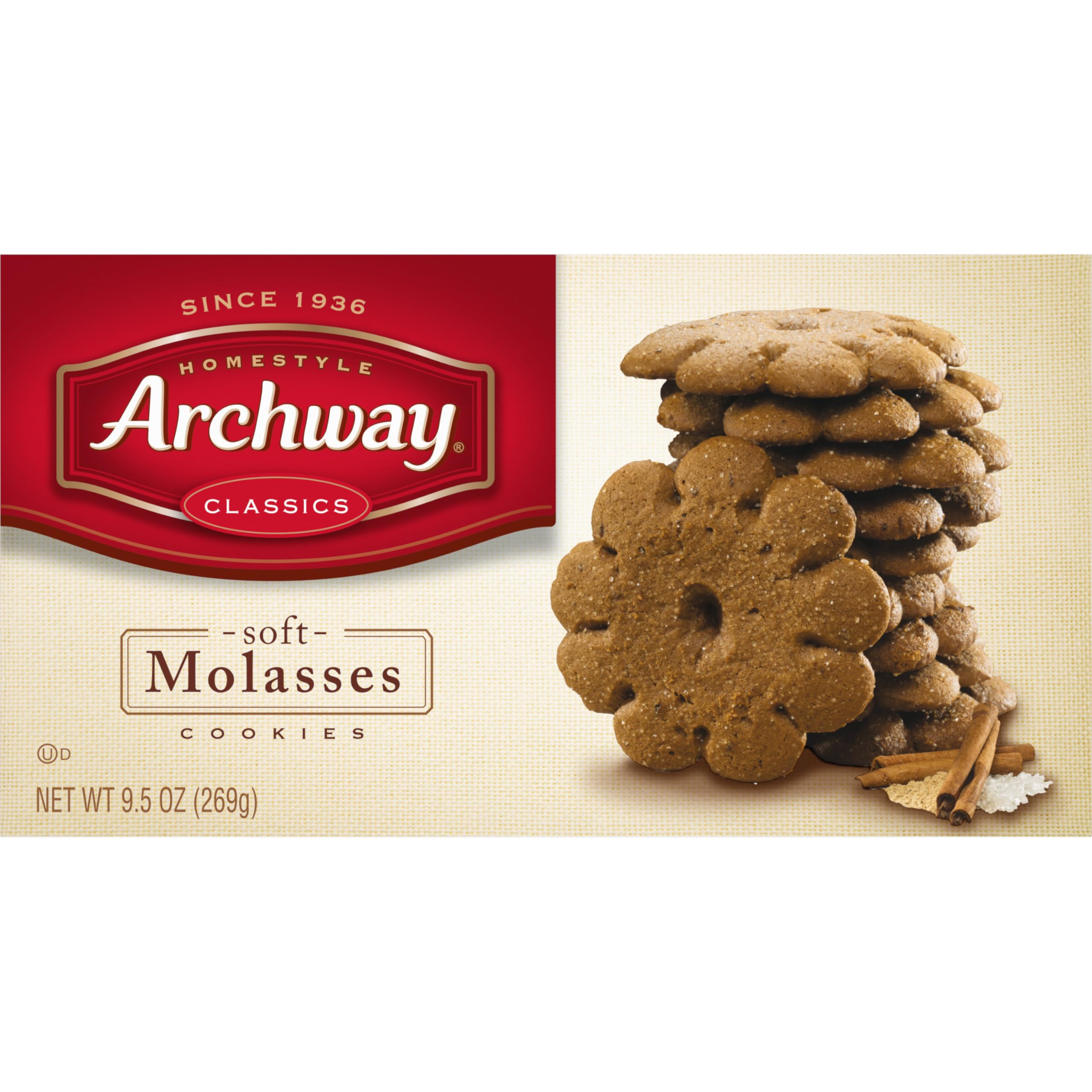 Archway soft molasses cookies close-up texture, chewy bite with cinnamon warmth