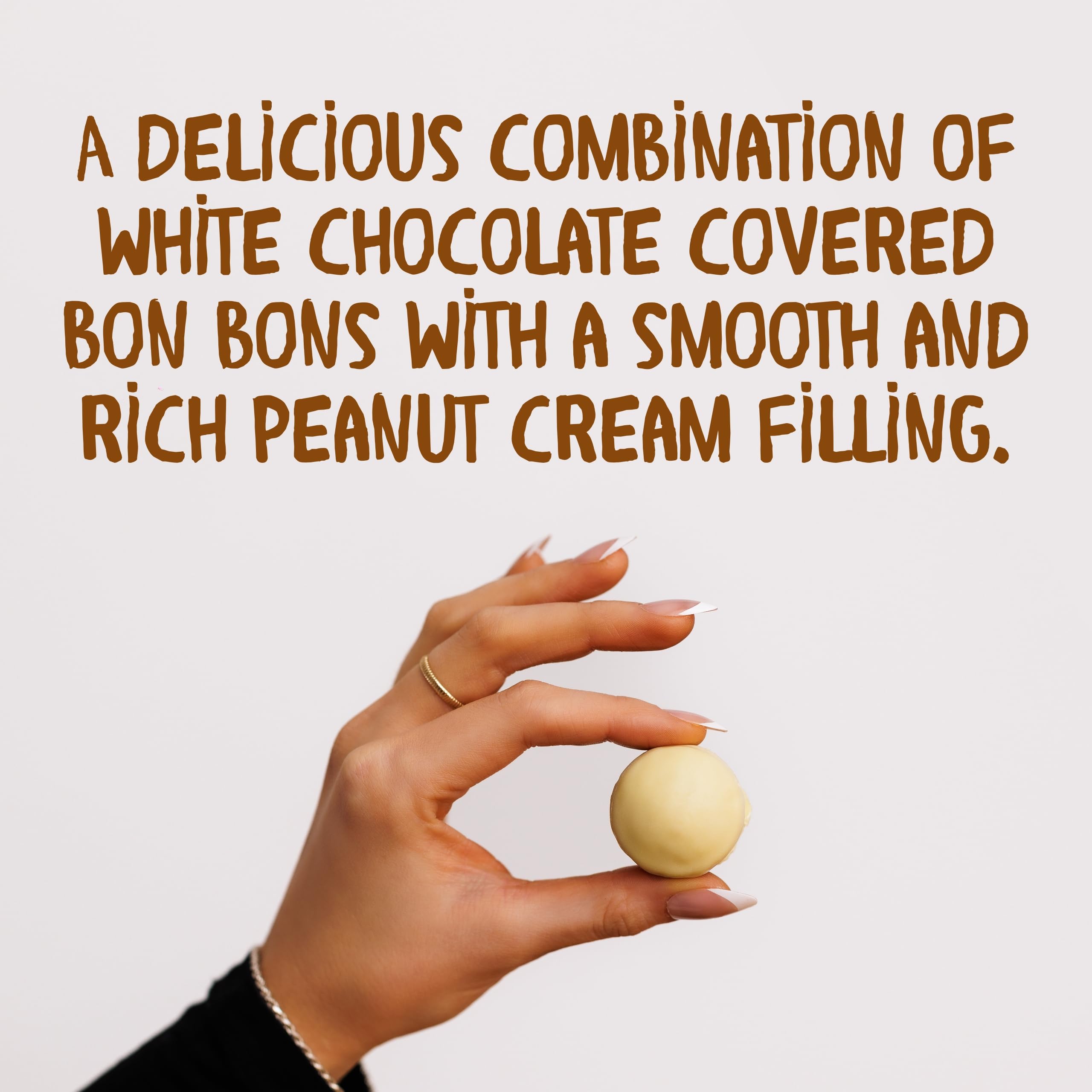 Arcor Bon o Bon White chocolate coating delivers creamy sweetness and a satisfying melt.