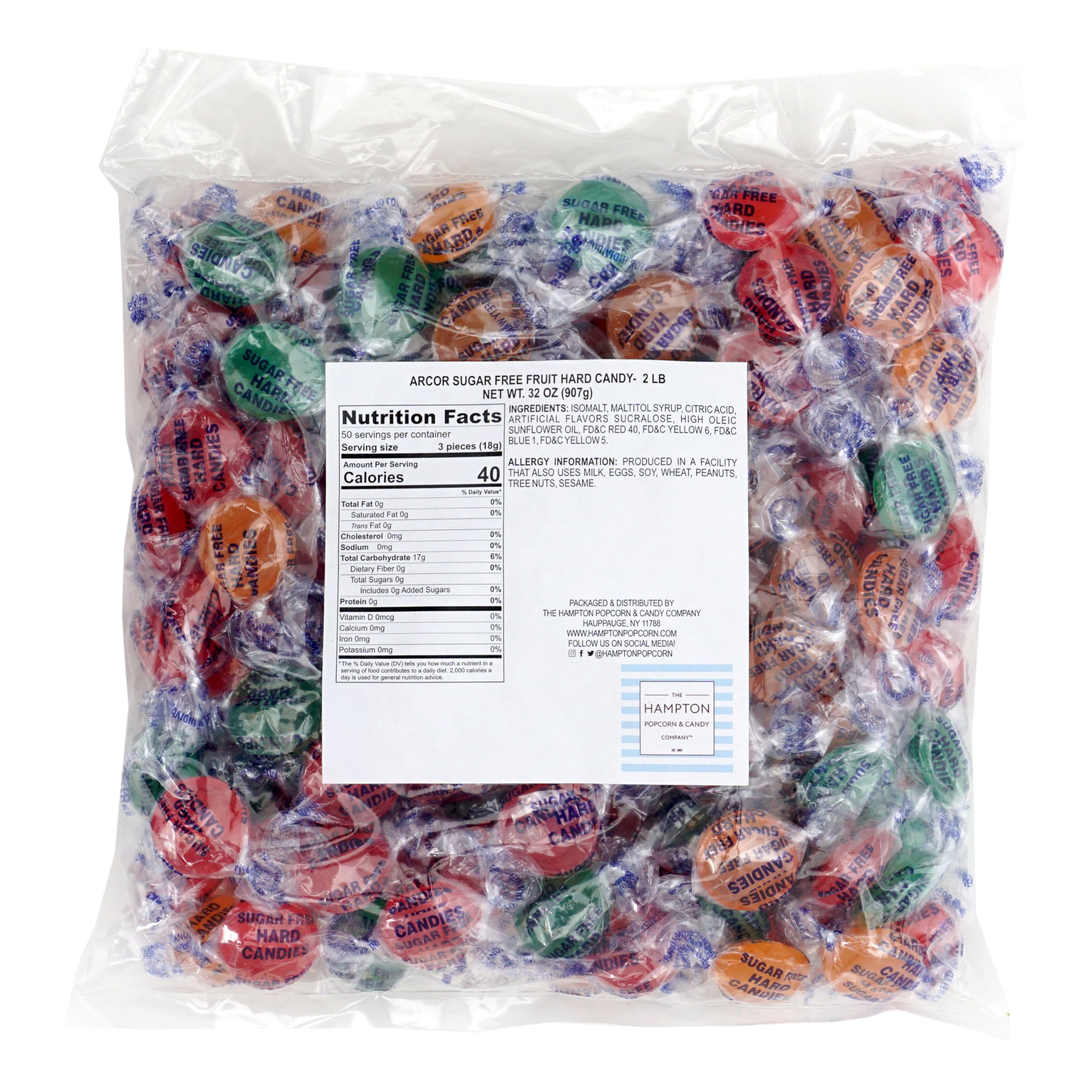 Arcor Sugar Free Fruit Hard Candy flavors orange, cherry, and lime provide a fruity pick-me-up.