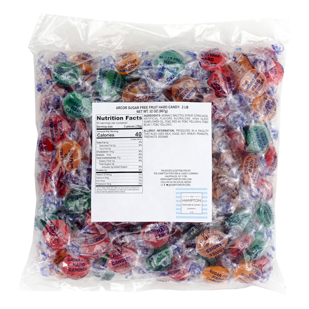 Arcor Sugar Free Fruit Hard Candy flavors orange, cherry, and lime provide a fruity pick-me-up.