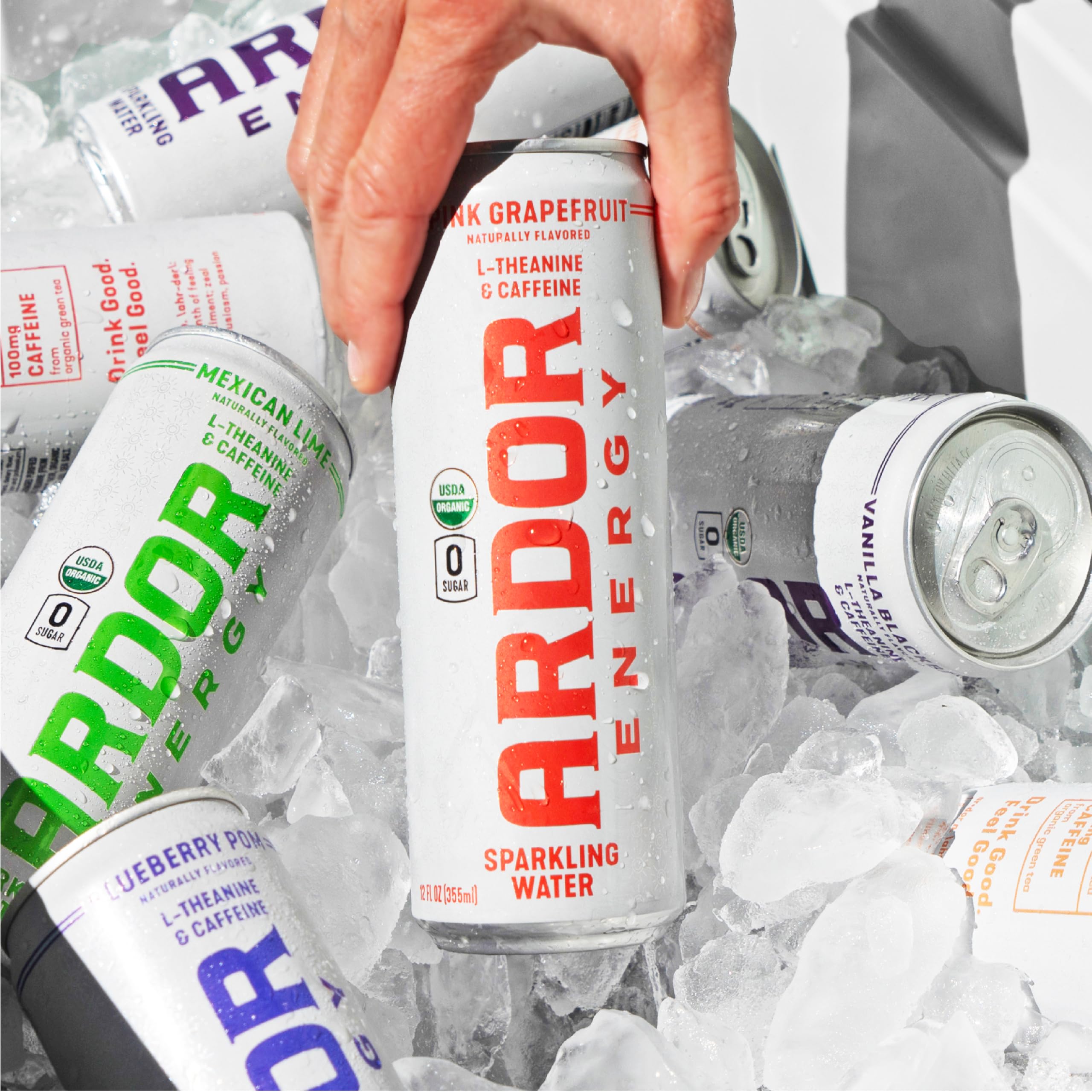 ARDOR Energy 12-pack on a shelf for convenient grab-and-go energy