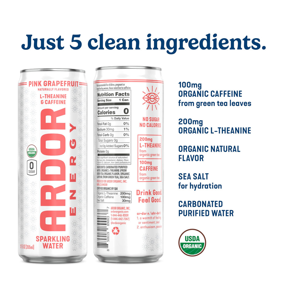ARDOR Energy can being poured to show refreshing sparkle and flavor